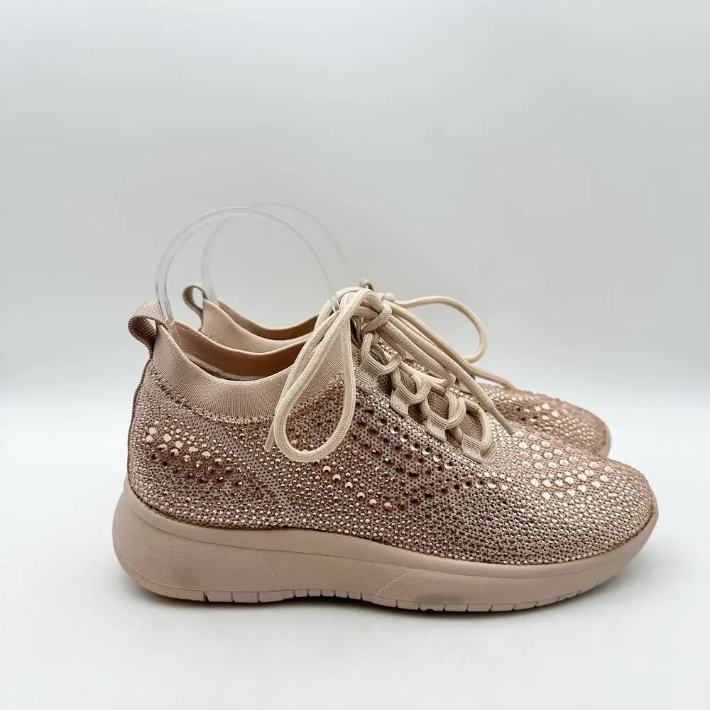BLONDO Womens Kanon Casual Sneakers Size 6 Blush Pink Rhinestone Waterproof NWOB